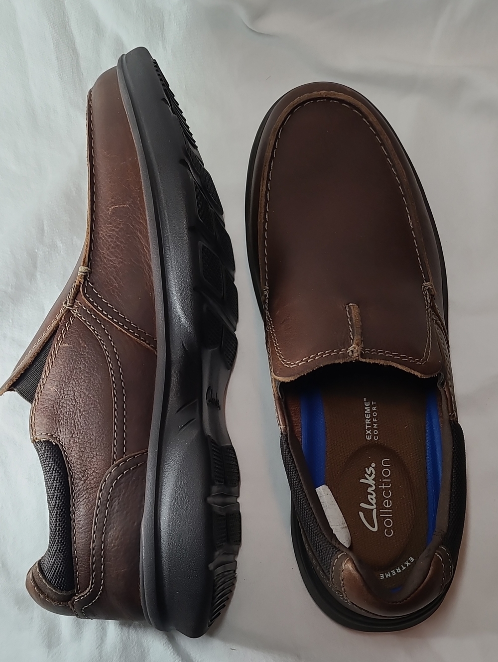 Clarks Extreme Comfort Bradley Free, Tan Slip on Size 10-1/2W Slip-On Loafer - Picture 15 of 16